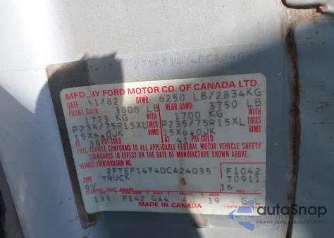 1983 Ford F150 из США, поврежденный, VIN 2FTEF14Y4DCA24035